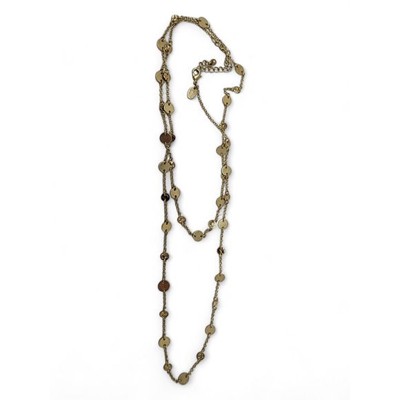 Lia Sophia Rhythm Necklace Delicate Disc Extra Long Gold Toned Layering (40-43") - Picture 2 of 7